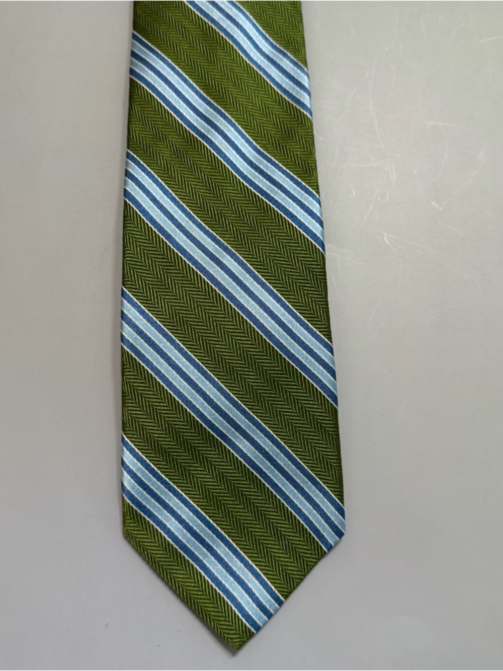 💜3/$15 Brooks Brothers Makers Silk Tie Olive Green Blue Repp Stripe Herringbone
